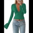 thumbnail image 3 of Blusas de Encaje con Cuello en V y Larga para Salir para Mujer Verde S, 3 of 9