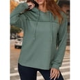 thumbnail image 4 of Sudadera con Capucha para Mujer, Informal, de Punto Gofre, de Larga, con Cordón Ajustable, Ligera, con Capucha Verde XL, 4 of 8