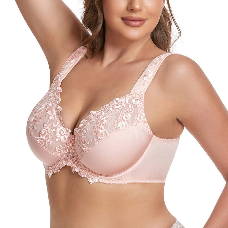 Women's Underwire Unlined Bra Minimizers Non-Padded Full Coverage Lace Plus  Size