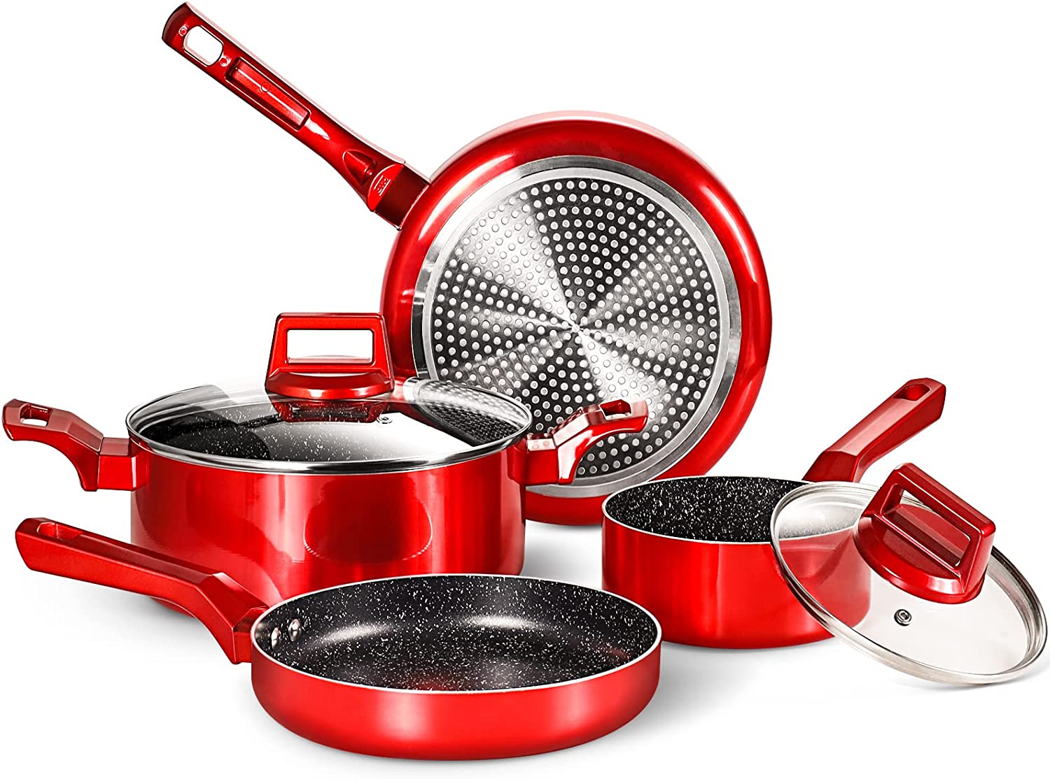 6 Pcs Pots and Pans Sets, Nonstick Cookware Set, Induction Pan Set