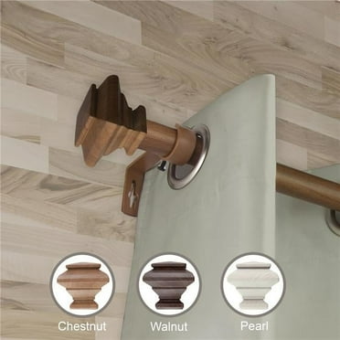 Central Design W100-72-160W3 1 in. Dia. Shim Faux Wood Curtain Rod, Chestnut - 160-240 in.