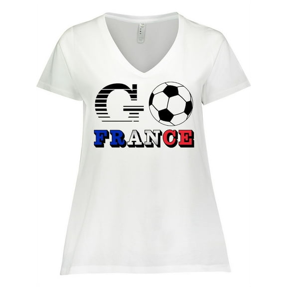 Inktastic Go, France- Soccer, Football Women's Plus Size V-Neck T-Shirt