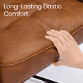 thumbnail image 3 of COLAMY Office Chair Home Desk Chair Ergonomic Mid-Back Leather Swivel Computer Chair with Armrests, Adjustable Height Padded Tufted Task Chair, Brown, 3 of 11