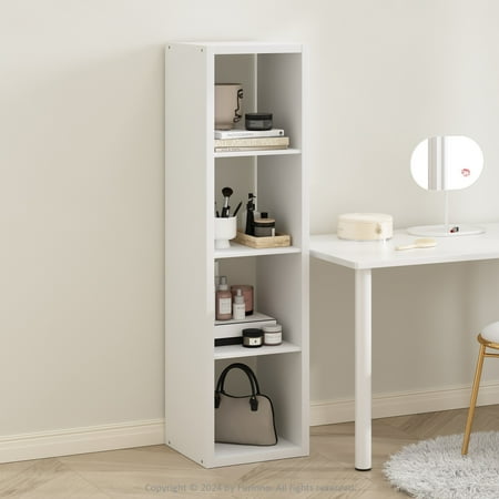 Furinno Cubic Open Back Multipurpose Clothing & Closet Storage Organizer Shelf, 4-Cube, White