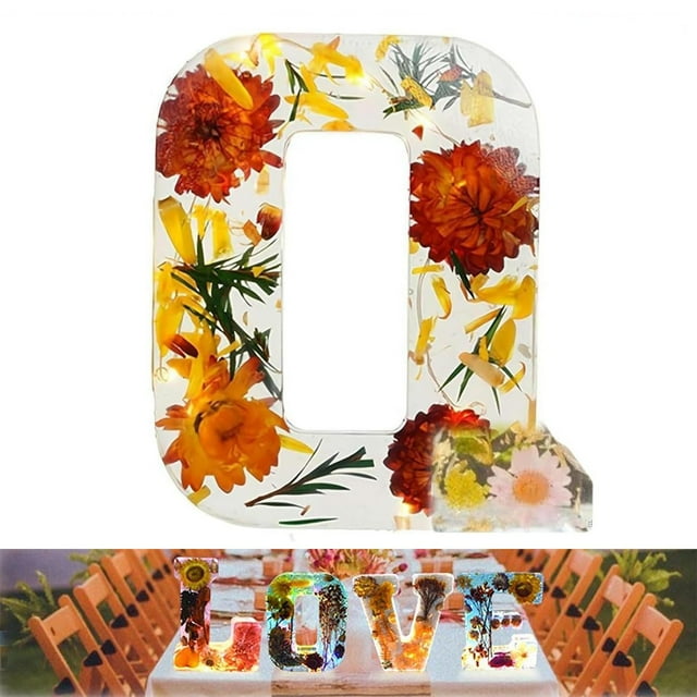 Handmade Floral Night Light Floral Resin Night Light Letter Floral Resin Night Light Flower Resin Letters With LED Light Floral Battery Operated Night Lights First Apartment Must Haves Sensory Room