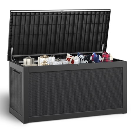 LHBcraft 320 Gallon Outdoor Deck Box,UV Resistant Resin Container,Lockable Waterproof Outdoor Storage Box for Patio Furniture Cushions, Garden Tools