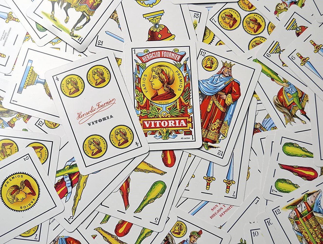 Heraclio Fournier No. 1 Spanish Playing Cards, 12 Deck Set, 40-Card Baraja Espaola for Mus, Brisca, Tute, Games & Collectors 6 Blue & 6 Red Decks