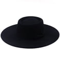 thumbnail image 4 of Sombrero de jazz de ala ancha de lana de otoño e invierno de 9,5 cm para hombres y mujeres, sombrero de fieltro negro con parte superior cóncava, 4 of 6