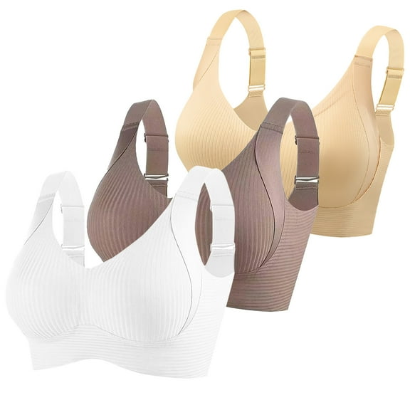 Gytharion 3 Pack Seamless Bralette for Women Plus Size Comfy Breathable Wire-Free Gathering Push Up Sport Bra Womens Soft Support Full Coverage Everyday Bra, M-5XL