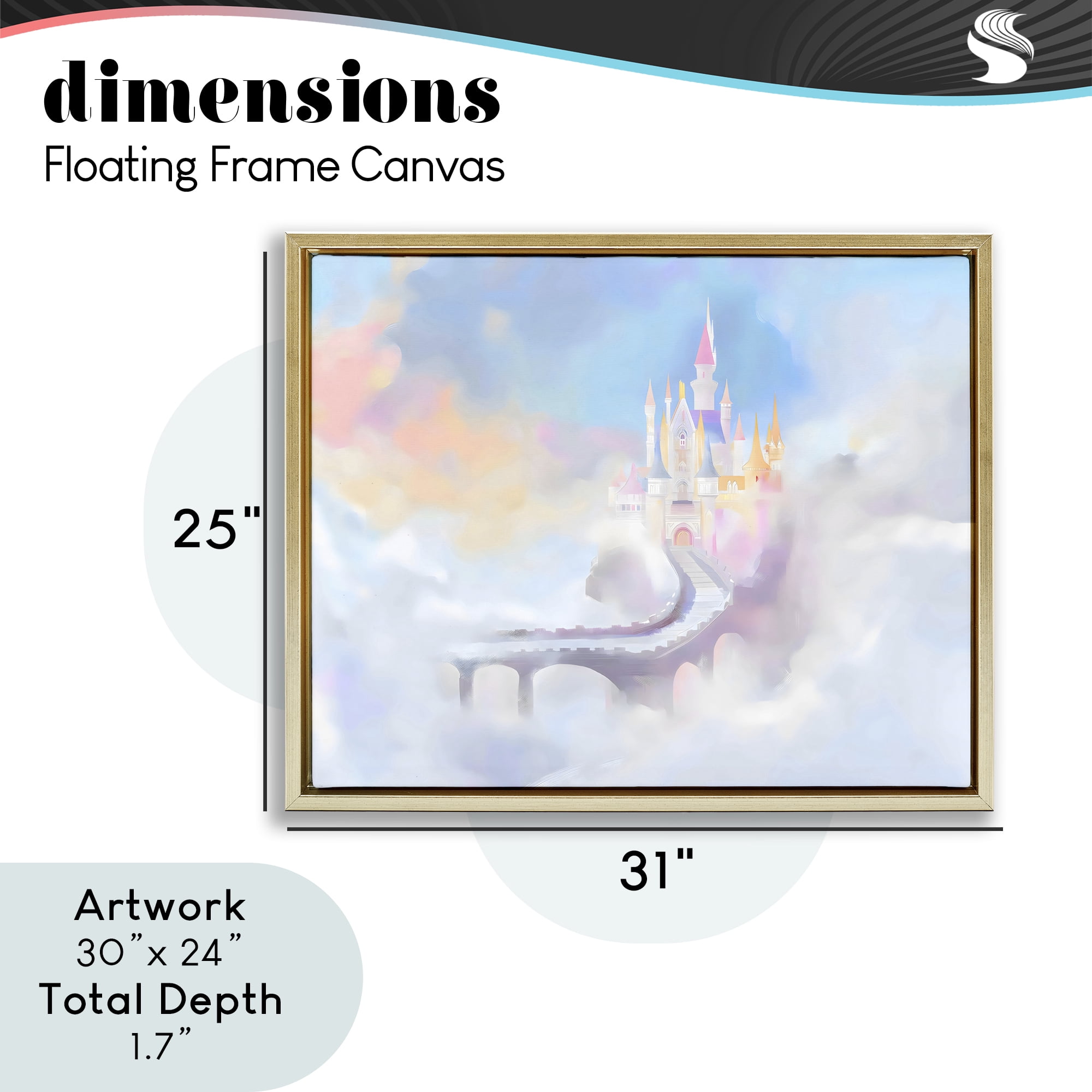 Stupell Industries Enchanted Bridge To Castle Gold Framed Floater Canvas Wall Art, design by Arlington Prints
