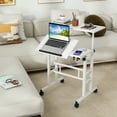 thumbnail image 2 of Gymax Bureau d'Ordinateur Réglable Mobile Poste de Travail Inclinable, 2 of 10