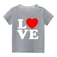 thumbnail image 2 of Kayannuo Girls Short Sleeve Graphic T Shirt for Boys Valentine's Day Toddler Kids Boys Girls Fashion Cute Solid Color Round Neck Valentine's Day Heart Print Short Sleeve Top 9 Years, 2 of 4