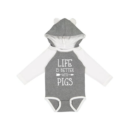 

Inktastic Life s Better With Pigs Gift Baby Boy or Baby Girl Long Sleeve Bodysuit