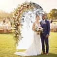 thumbnail image 2 of Grey Eucalyptus Arch Backdrop Cover, Spandex Fitted Wedding Arch Cover, Spring Botanical Weeping Plant Aesthetic Round Top Stand Covers for Birthday Ceremony Bridal Shower Party Decor 6x2.6 Ft, 2 of 9
