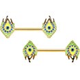 thumbnail image 1 of Body Candy 14G Womens Piercing Bright Steel 2Pc Bold Peacock Feather Barbell Nipple Ring Set 9/16, 1 of 5