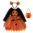 thumbnail image 1 of Disfraz de Halloween para niñas, conjunto de ropa, diadema, bolsa de calabaza, 2023, 1 of 4