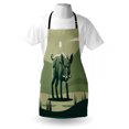 thumbnail image 4 of Razorback Apron, Illustration of Wild Boar Pig on Abstract Landscape, Unisex Kitchen Bib with Adjustable Neck for Cooking Gardening, Adult Size, Sage Green Hunter Green, by Ambesonne, 4 of 4
