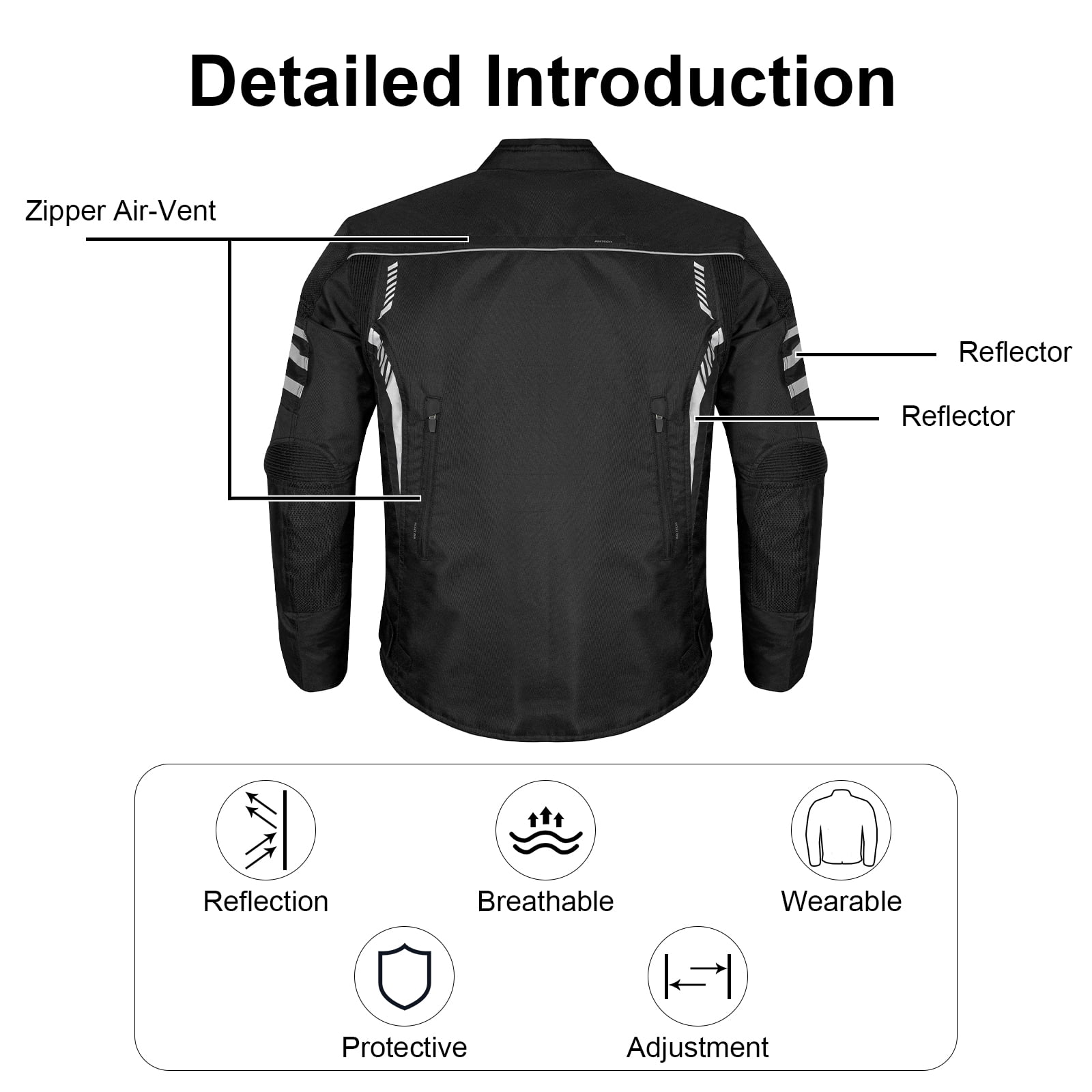 Dream Apparel Men's All-season Motorcycle Jacket for Enduro Dualsport Riding with 600 D polyester, Armor Foam Padding, Visibility