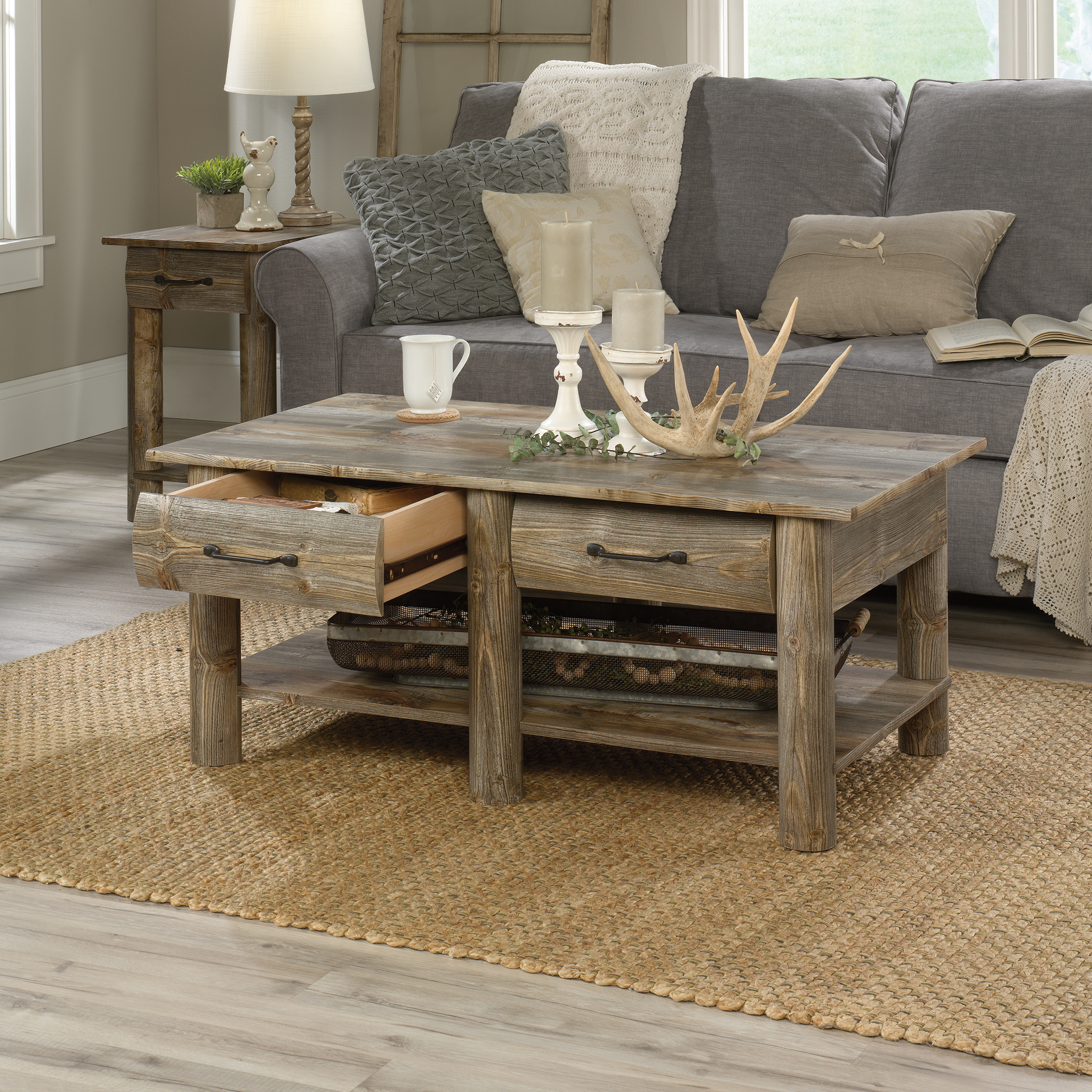 Sauder Boone Mountain Coffee Table, Rustic Cedar Finish - Walmart.com