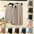 thumbnail image 2 of Bosfbaoi 2 Piece Sets For Women Plus Size Modal Pajama Set V-Neck Sleeveless Top Wide Leg Capri Pants Loungewear Set, 2 of 5