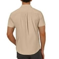 thumbnail image 3 of BiZtdJrK Mens Solid Shirts Short Sleeve Button Down Casual Shirt Wrinkle Free Dressy Casual Blouse Lightweight Beach Vacation Blouses Birthday Gift Beige XXL, 3 of 7