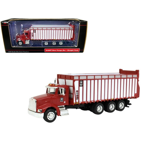Peterbilt Truck Red with Meyer Manufacturing 8126RT Boss Forage Box 1/64 Diecast Model by SpecCast
