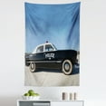 thumbnail image 1 of American Tapestry, Side View of a Parked Old American Police Car and the Sky Digital Print, Fabric Wall Hanging Decor for Bedroom Living Room Dorm, 5 Sizes, Blue Beige and Black, by Ambesonne, 1 of 1