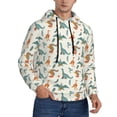 thumbnail image 2 of Pofeuu Summer Dinosaur Print Mens Casual Hooded Collar Drawstring Hoodies Pullover Sweatshirts Casual Long Sleeve Shirts-Medium, 2 of 7