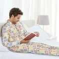 thumbnail image 6 of Fotbe Cat And Rabbit Pattern Long Sleeve Pajama Set for Men,Sleepwear Set,2-piece Loungewear Set,Soft PJs Comfy Nightwear with Pockets-X-Large, 6 of 7