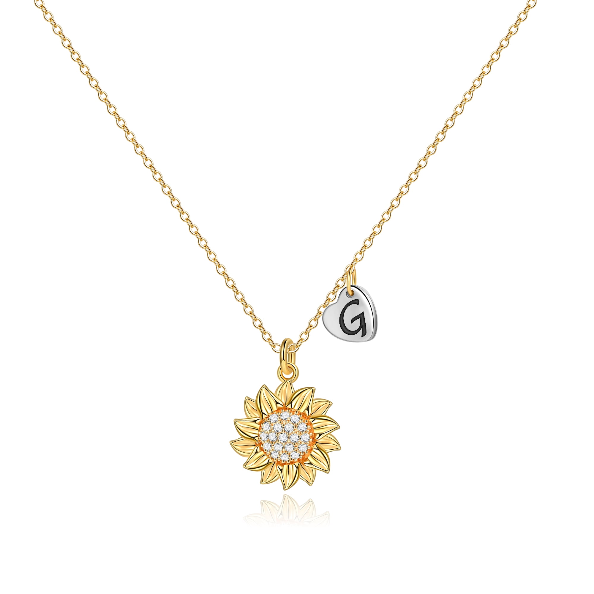 TINGN Sunflower Necklace for Women Girls 14k Gold Plated Initial