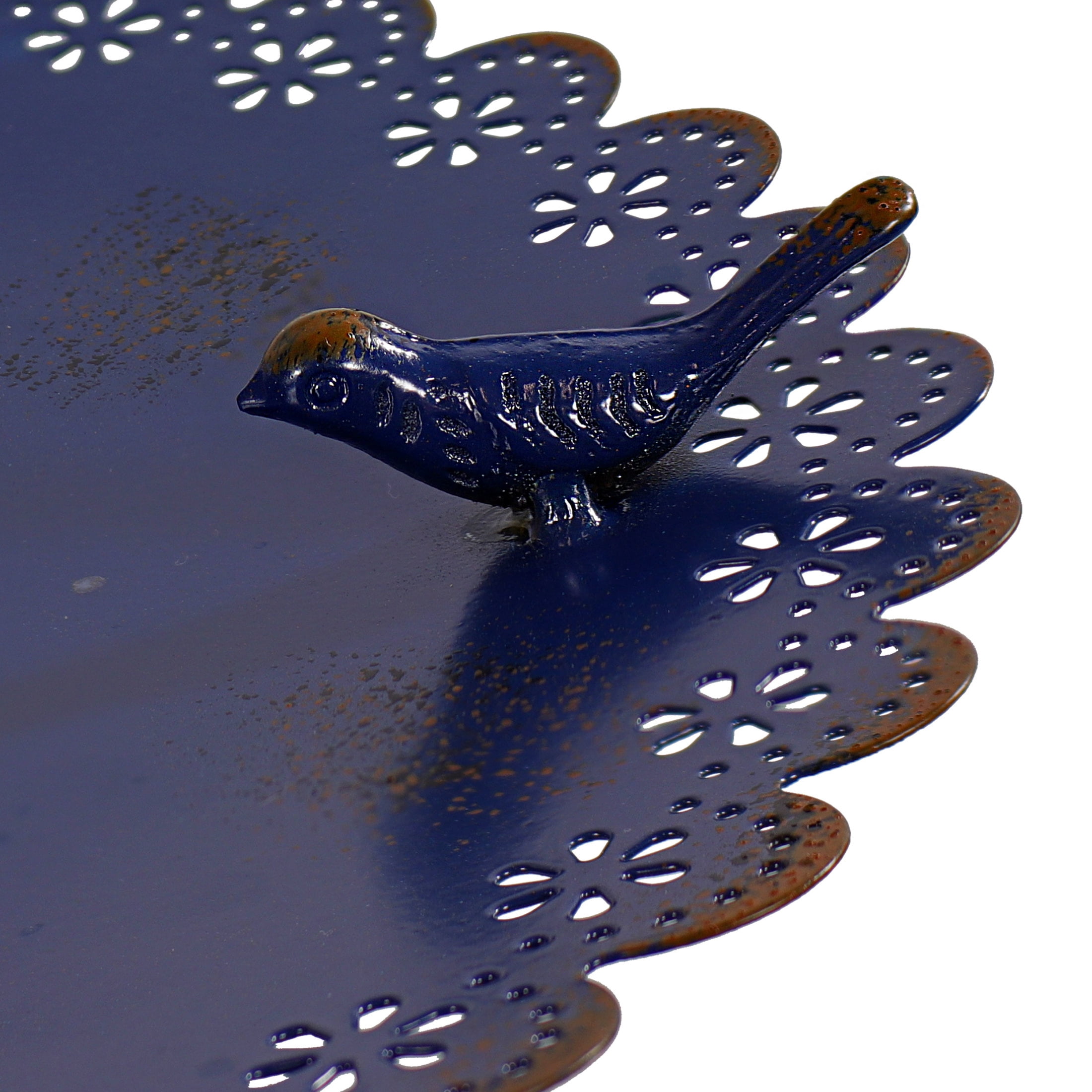 Sunnydaze Feathered Friends Freestanding Metal Outdoor Bird Bath, Blue