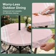 thumbnail image 3 of Round Outdoor Tablecloth with Umbrella Hole and Zipper, Pink Striped Fitted Table Cover with Elastic Edge for 31-35 Inch, Farmhouse Pink White Stripes Aesthetics Waterproof Patio Tablecoths, 3 of 9