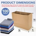thumbnail image 2 of 100Pack Large Paper Bags with Handles, 16x6x12 Inch Brown Paper Bag Kraft Shopping Bags for Business Merchandise Wedding Party Favor, 2 of 7