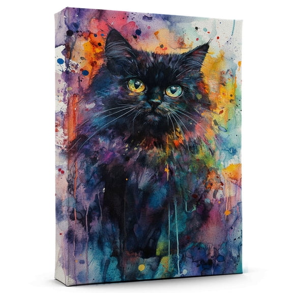Persian Cat Black White Canvas Wall Art Animal Decor, Persian Cat Black White Canvas Prints Wild Animal Artwork for Living Room Bedroom Office 190HD823