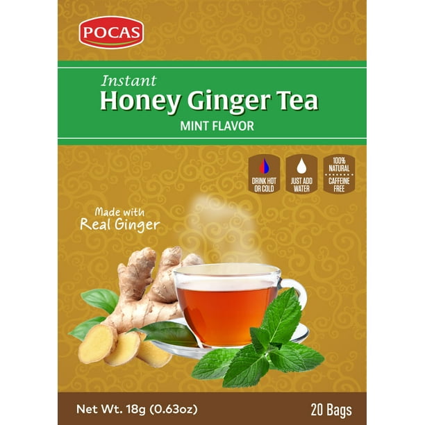 Pocas Honey Ginger Tea, Mint, 12.7 Oz 40bags ( 2packs x 20 Bags each