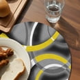 thumbnail image 3 of Yellow Geometric Round Placemats Set of 4 for Dinning Tables,Heat-proof Braided Table Mats 13 Inch,Gray Black Retro Abstract Stripes Lines Washable Place Mat for Kitchen Restaurant Party Table Decor, 3 of 9