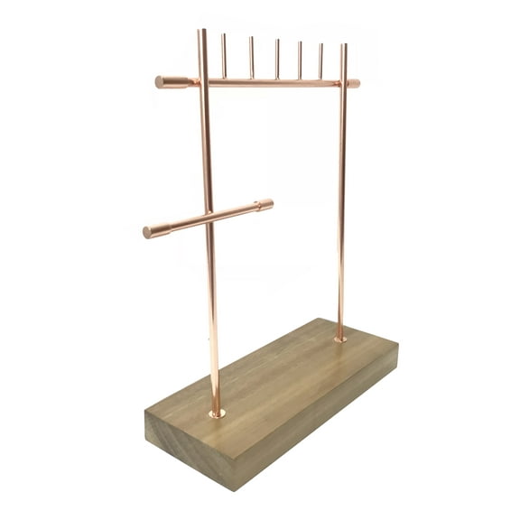 Hives and Honey Sadie Metal Necklace Jewelry Stand Organizer with Baubles Storage - Brushed Gold