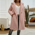 thumbnail image 3 of Women's Fuzzy Long Hooded Jacket Lapel Open Front Cardigan Button Down Teddy Coat Outwear With Pockets Womens Western Trench Coat Womens Jackets plus Hooded Coats for Women Womens Winter Jacket Hood, 3 of 6