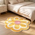 thumbnail image 5 of Fiaya Women Yellow Flower Shape Bathroom Floor Mat, Soft Absorbent Antiskid Bath Rug, Decorative Waterproof Comfortable Home Mat, 5 of 6