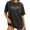 2-Black, variant on COZYMY Women Rainbow Smiley Graphic Vintage Washed Tee Loose