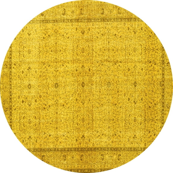 Ahgly Company Indoor Round Persian Yellow Traditional Area Rugs, 8' Round