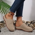 thumbnail image 3 of Wedge Sandals for Women Closed Toe Breathable Hollow out Slip on Mules Comfy Arch Support Platform Slippers Orthopedic Shoes Khaki Size 9.5, 3 of 6