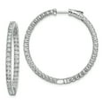 thumbnail image 1 of 925 Sterling Silver 2.25mm Cubic Zirconia Cz Round Hinged Hoop Earrings In/out, 1 of 5