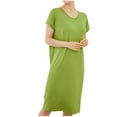 thumbnail image 1 of Besolor Chemises de Nuit Grande Taille pour Femmes Été Confortables à Manches Courtes Col Ras du Cou Vêtements de Nuit Chemises de Sommeil Robe de Nuit, 1 of 5