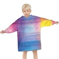 thumbnail image 3 of Colorful Watercolor Stripe Pattern Blanket Hoodies for Kids 6-13YR Oversize Wearable Blanket Hoodies for Boys Girls Teens, 3 of 7