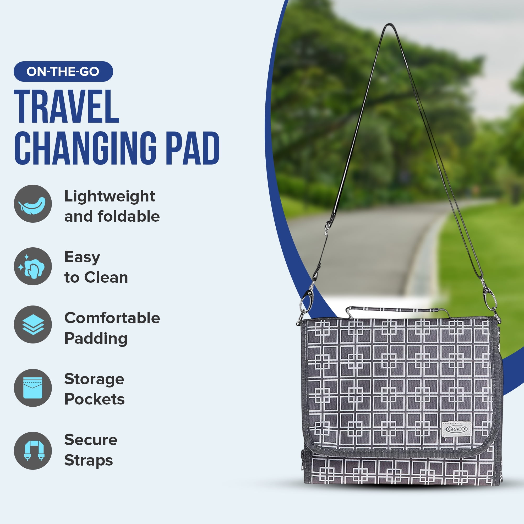 Graco Deluxe Travel Changing Pad, Compact and Foldable Diaper Changing Pad for Newborns and Infants, Gray