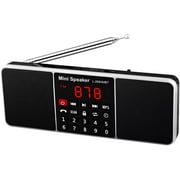 FENGL-288AMBT Digital Portable Radio AM FM Bluetooth Speaker Stereo MP3 Player TF/SD Card USB Drive Handsfree Call LED Display (Black)-240523