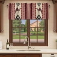 thumbnail image 6 of Red Beige Boho Curtain Valances for Windows, Kitchen Valance Window Treatments Panel 2 Pack, Vintage Abstract Art Ethnic Tribe Rod Pocket Short Curtains for Bathroom Bedroom 60 x 18 Inch, 6 of 8