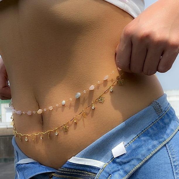 nipocaio Belly Chain, Shinny Belly Beads Waist Chain, Body Chain