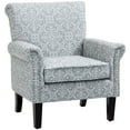thumbnail image 1 of HOMCOM Fauteuil d'Appoint Rembourré avec Accoudoirs Roulés et Garniture de Clous, Gris, 1 of 10